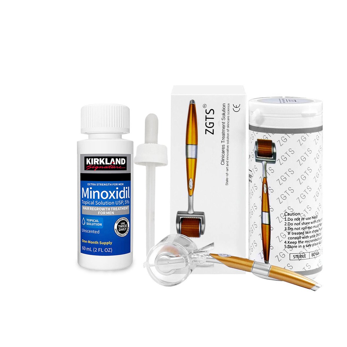 Kirkland Minoxidil Topical Solution 5% - 60 ML+ZTGS Derma Roller